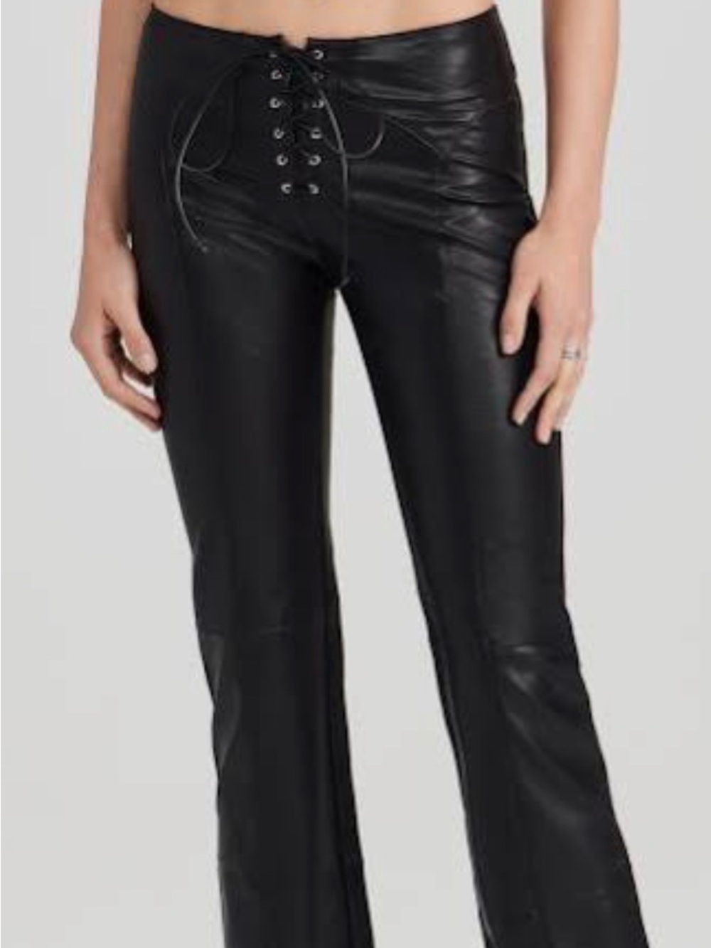 Vintage Faux Leather Lace-Up Flare Pants Formula X